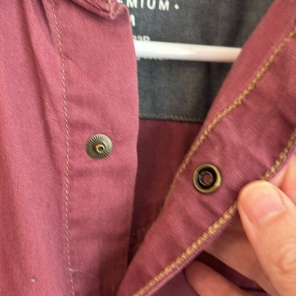 Wrangler Men's Retro Burgundy snap buttons long sleeve button down Shirt medium - Picture 6 of 9